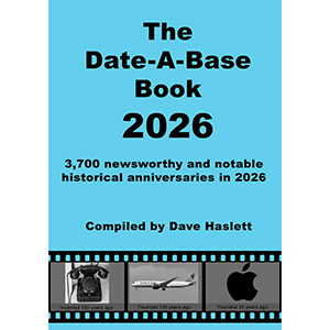 The Date-A-Base Book 2026 front cover. 3,700 historical anniversaries in 2026.