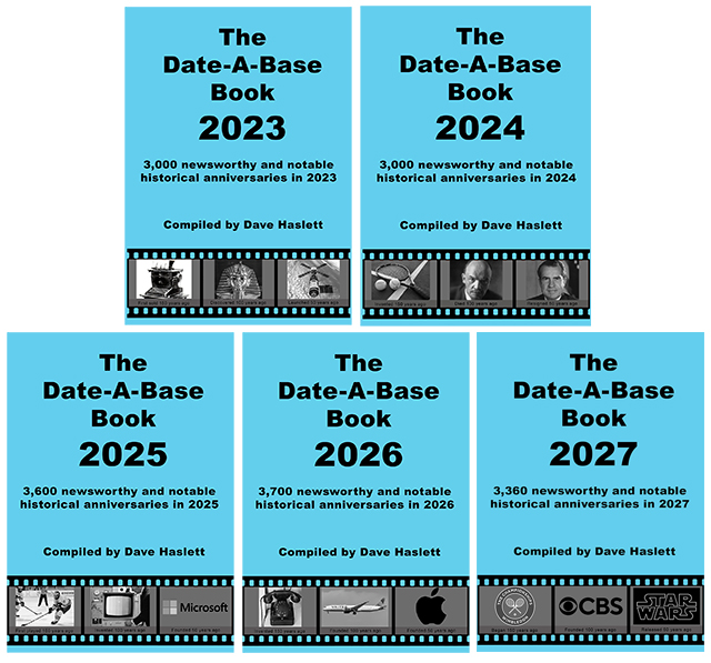 The Date-A-Base Books 2023, 2024, 2025, 2026 and 2027 front covers